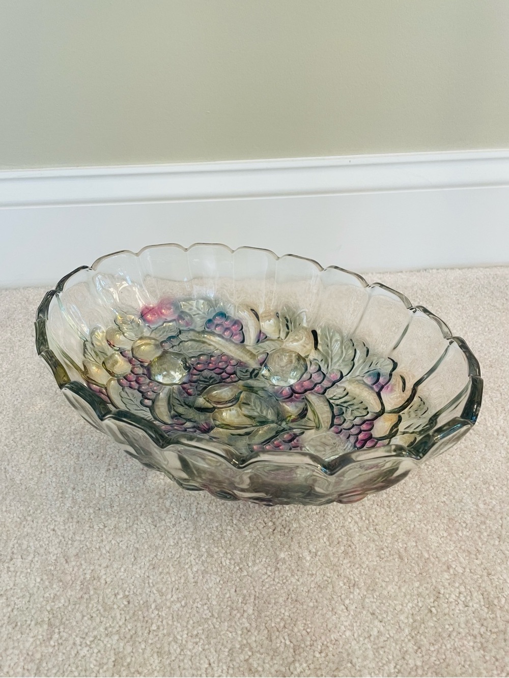 Vintage Indiana Glass Footed Oval Bowl